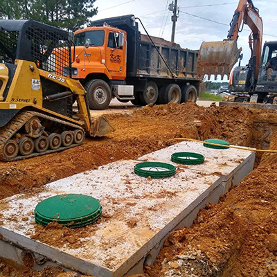 K and K Septic equipment on a job site