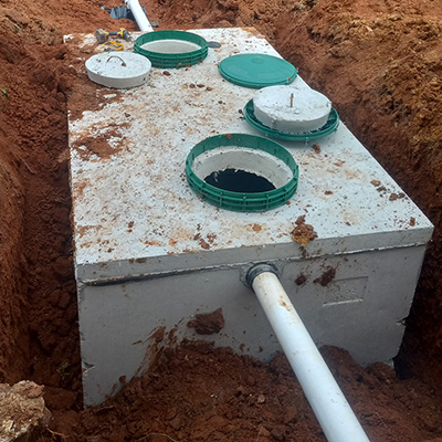 Concrete septic tank lids on site